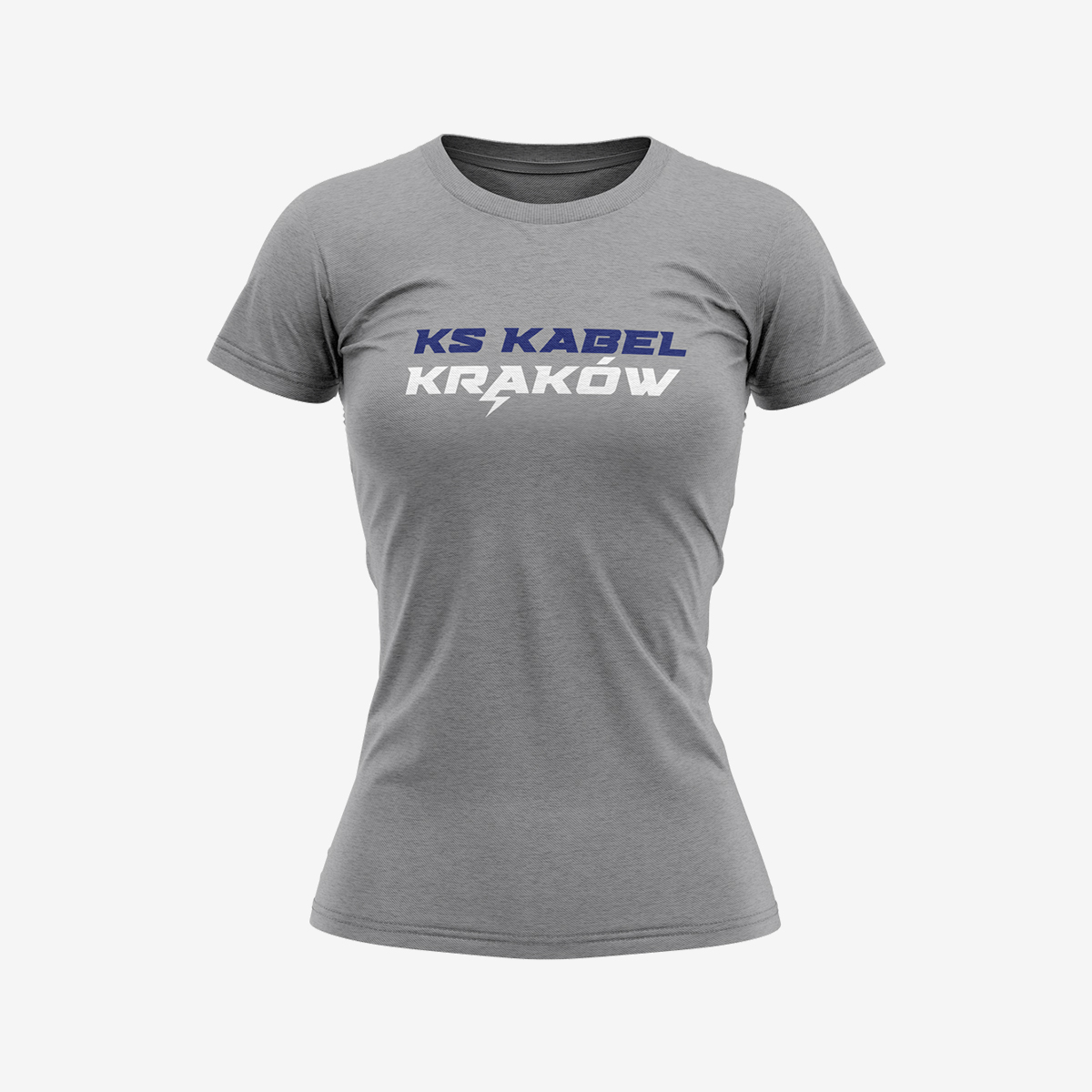 Damski szary melanżowy t-shirt KS Kabel Kraków błyskawica